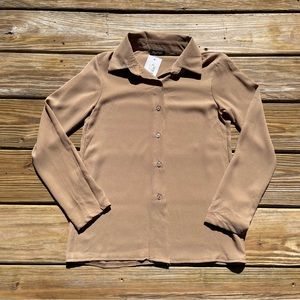 Boohoo Carmel Long Sleeved Button Down Top